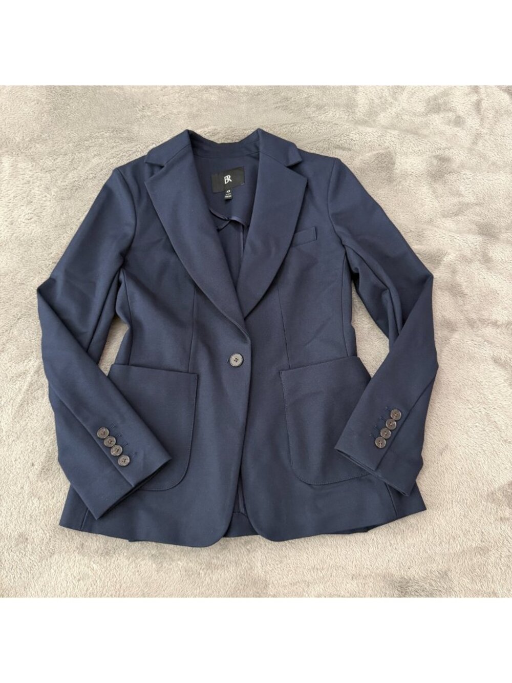 Banana Republic Navy Blue Everywhere Ponte Knit One Button Blazer Womens XS